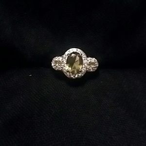 Smokey Peridot With White Topaz On Irodium